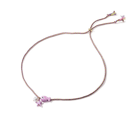 Collar de Hilo Pez y Estrella Lila 3A7