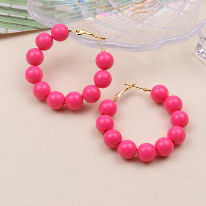 Aretes Arracada Bolitas Rosas 1L5