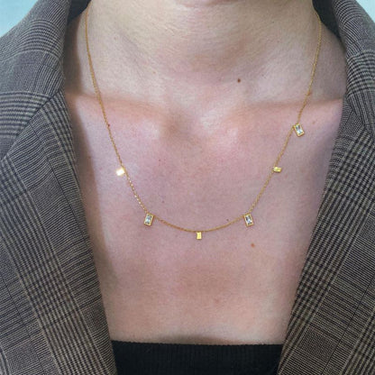 Collar Dorado Zirconias Blancas Acero Inoxidable
