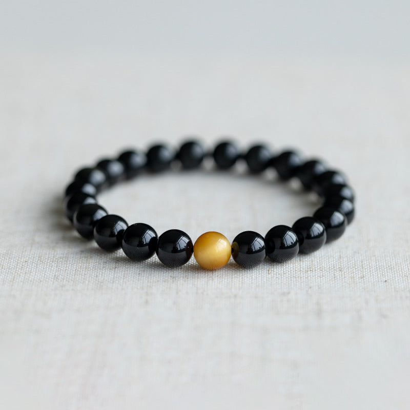 Pulsera Bolas De Piedras Ocuras Caballero