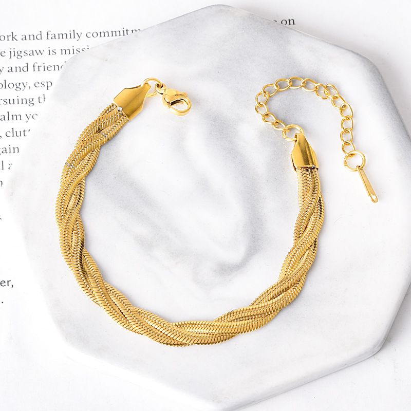 Pulsera Dorada Trenzada Acero de Titanio
