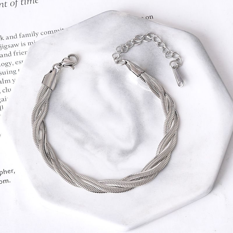 Pulsera Plateada Trenzada Acero de Titanio