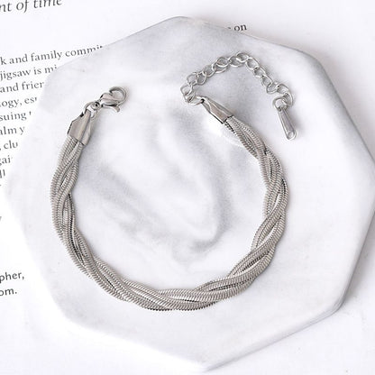 Pulsera Plateada Trenzada Acero de Titanio