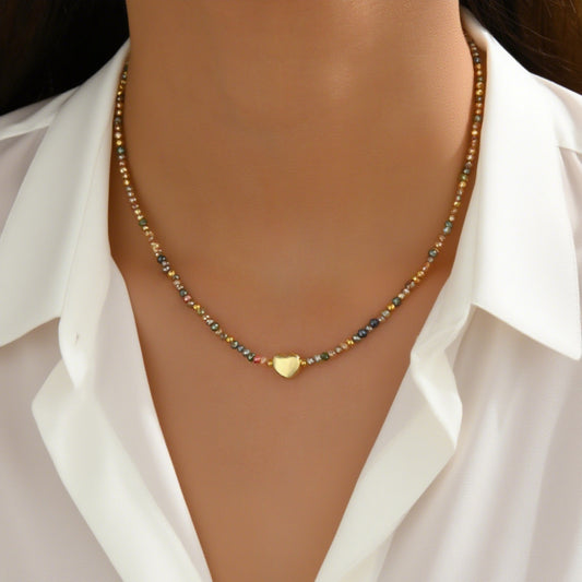 Collar Cuentas de Cristal de Colores Corazon