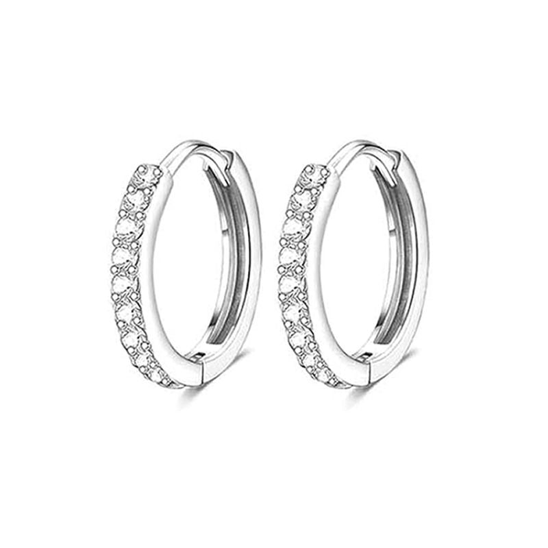 Aretes Plateados Arracada y Zirconias
