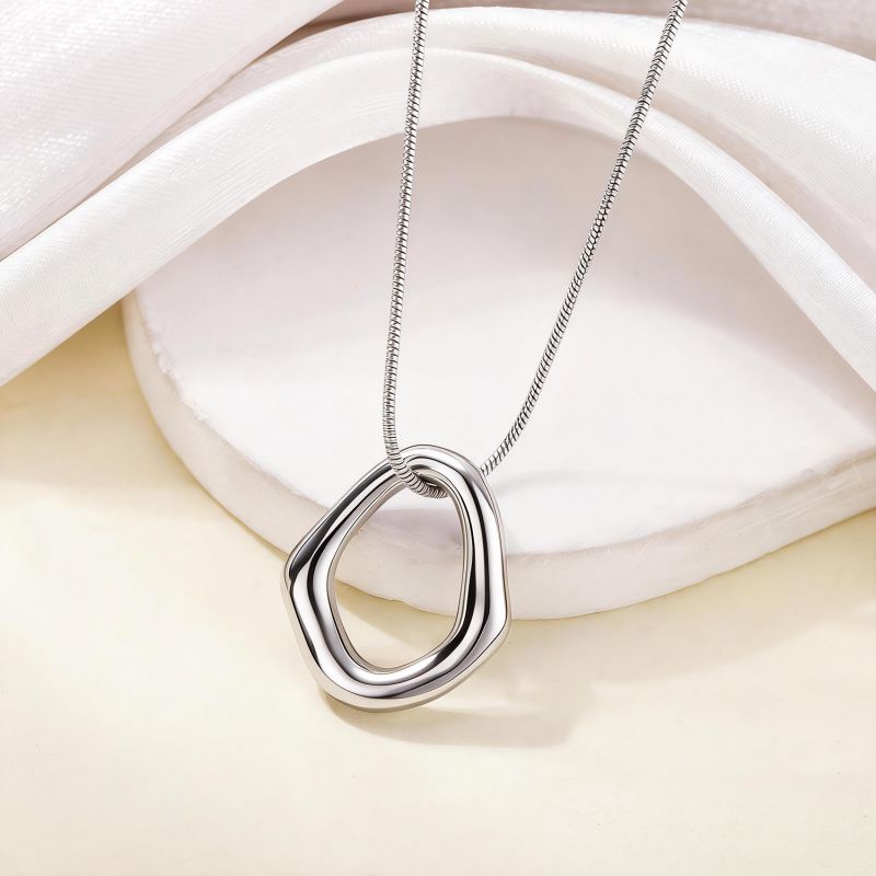 Collar Plateado Aro Irregular Acero Inoxidable