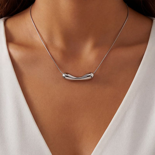 Collar Plateado Gota Chunky Acero Inoxidable