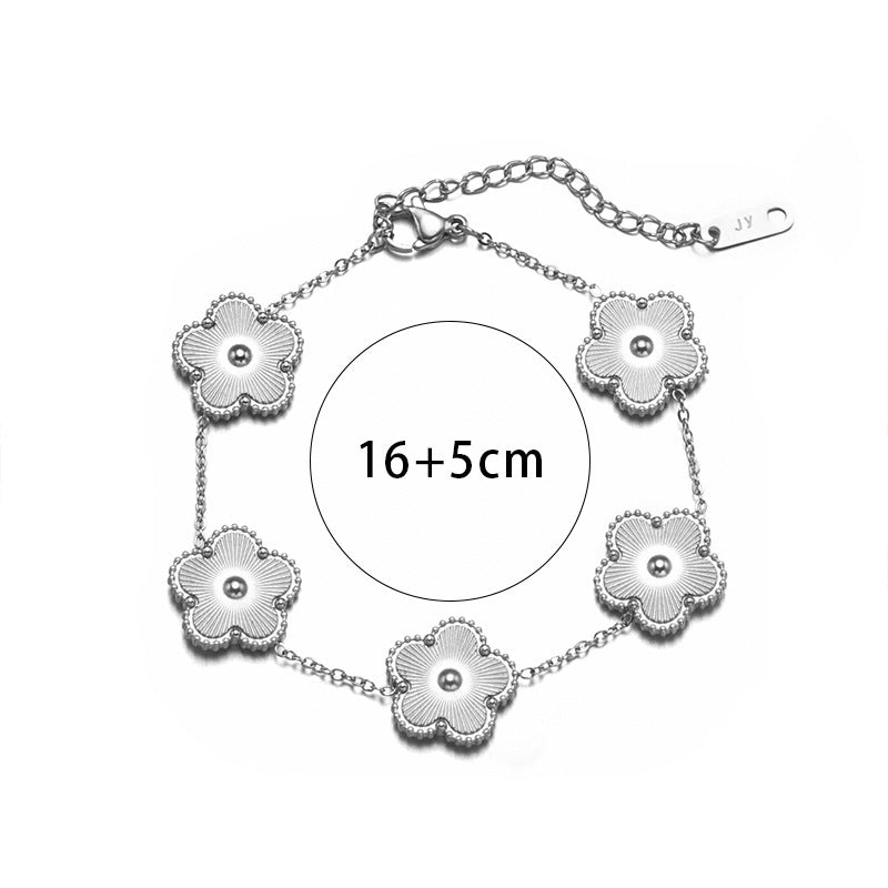 Pulsera Plateada Flores Acero de Titanio