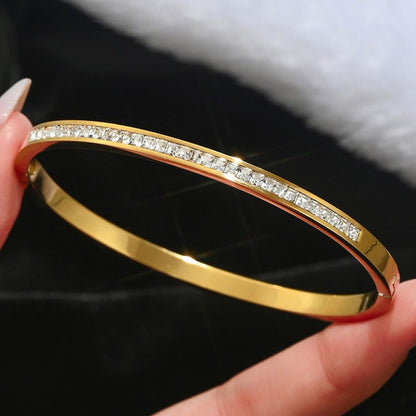 Pulsera Dorada Zirconias Acero Inoxidable