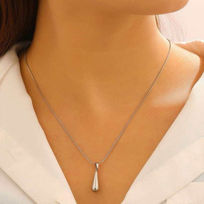 Collar Plateado Gota Lagrima Acero Inoxidable