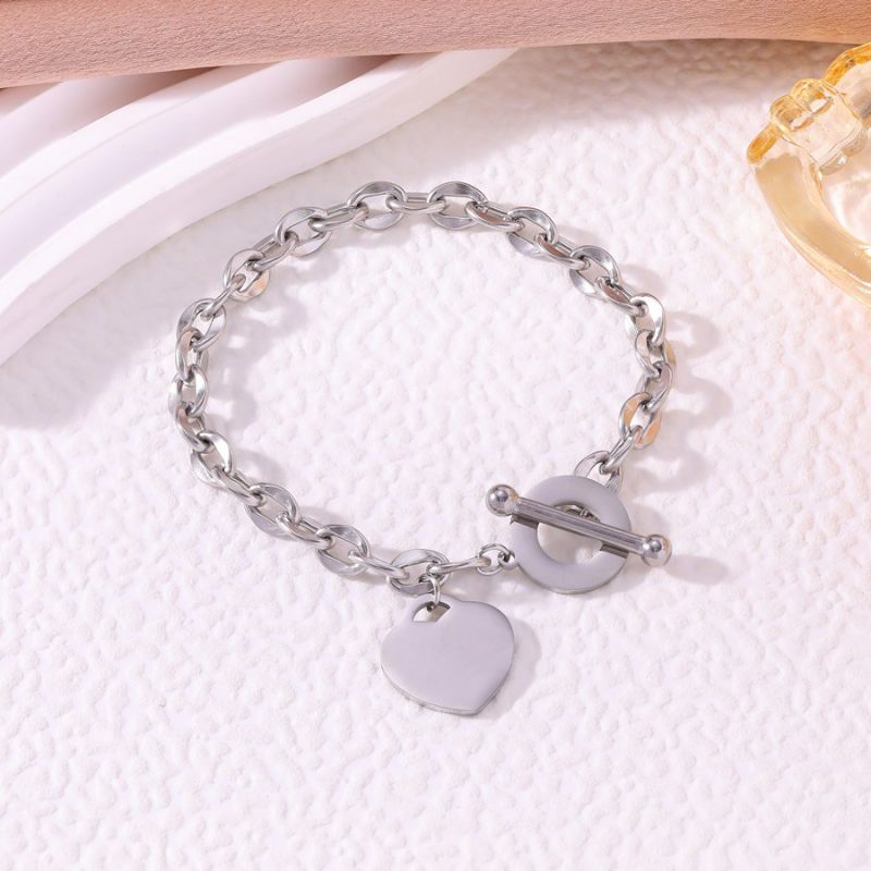 Pulsera Plateada Codena Corazon ACero Inoxidable