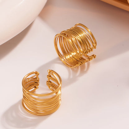 Anillo Dorado Alambre Acero Inoxidable  1Q7