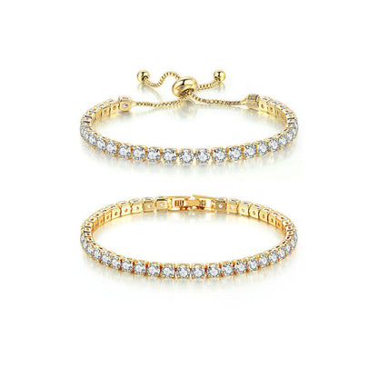 Dos Pulseras Doradas Zirconias Acero de Titanio
