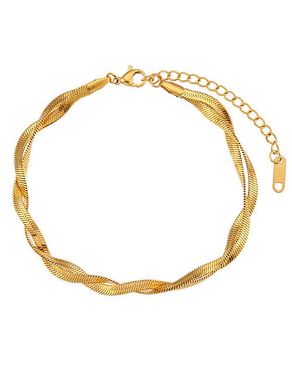 Pulsera Tobillera Cruzada Dorada Acero Inoxidable 1i6