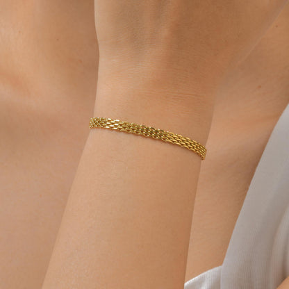 Pulsera Dorada Tejida Acero Inoxidable 1L6