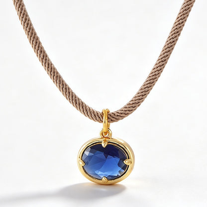 Collar Azul de Zirconia Cordon Chapa de Oro
