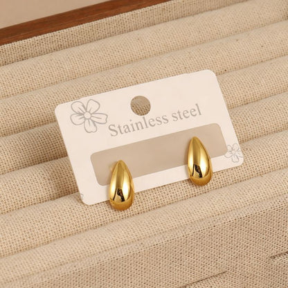 Aretes Dorados Gota Acero Inoxidable