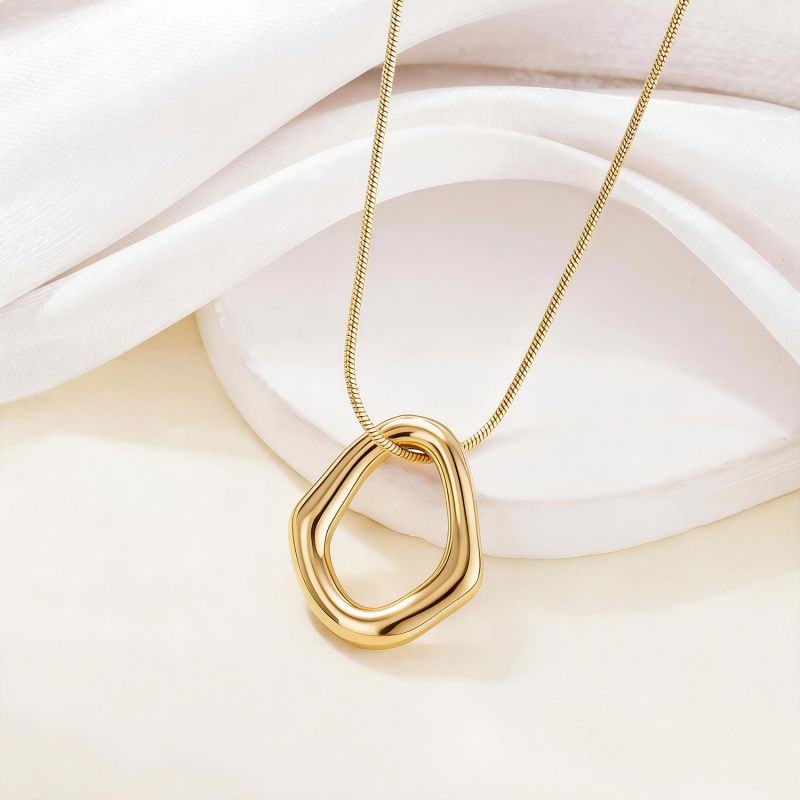 Collar Dorado Aro Irregular Acero Inoxidable
