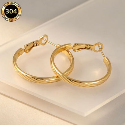 Aretes Arracada Dorada Acero Inoxidable