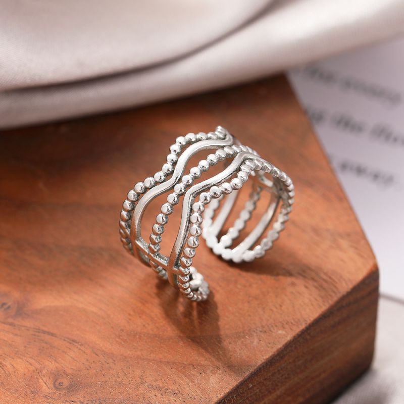 Anillo Plateado Ajustable Acero Inoxidable 2L5