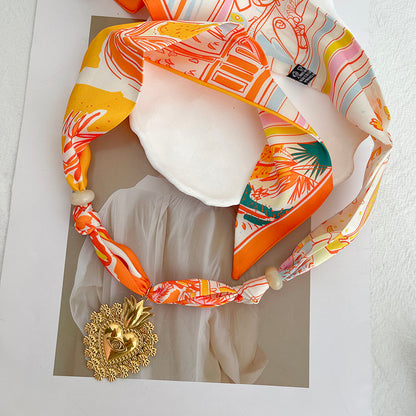 Collar Cinta Estampada Corazón Gde Acero Inoxidable 4E26