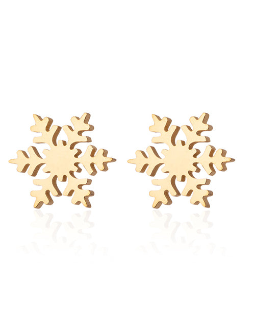 Aretes Dorados Mini Copo de Nieve Acero Inox    3M4