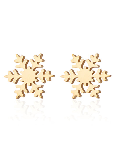 Aretes Dorados Mini Copo de Nieve Acero Inox    3M4