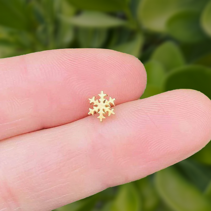 Par Piercing Dorados Copo de Nieve Acero Inoxidable Li1