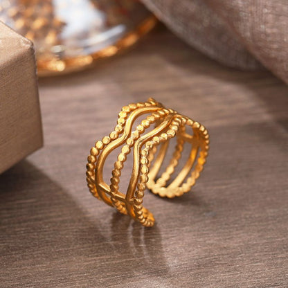 Anillo Dorado Ajustable Acero Inoxidable 1i5