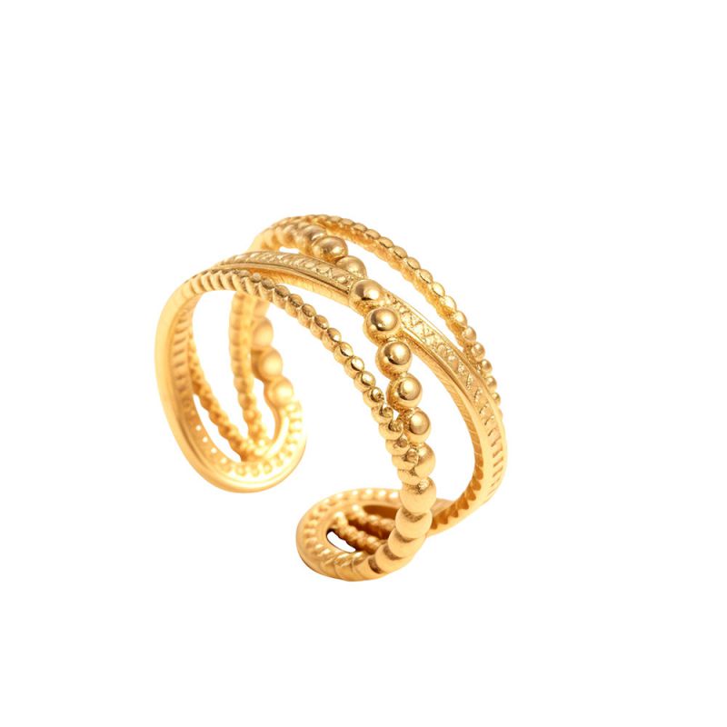 Anillo Dorado Cruzado Acero Inoxidable 2L4