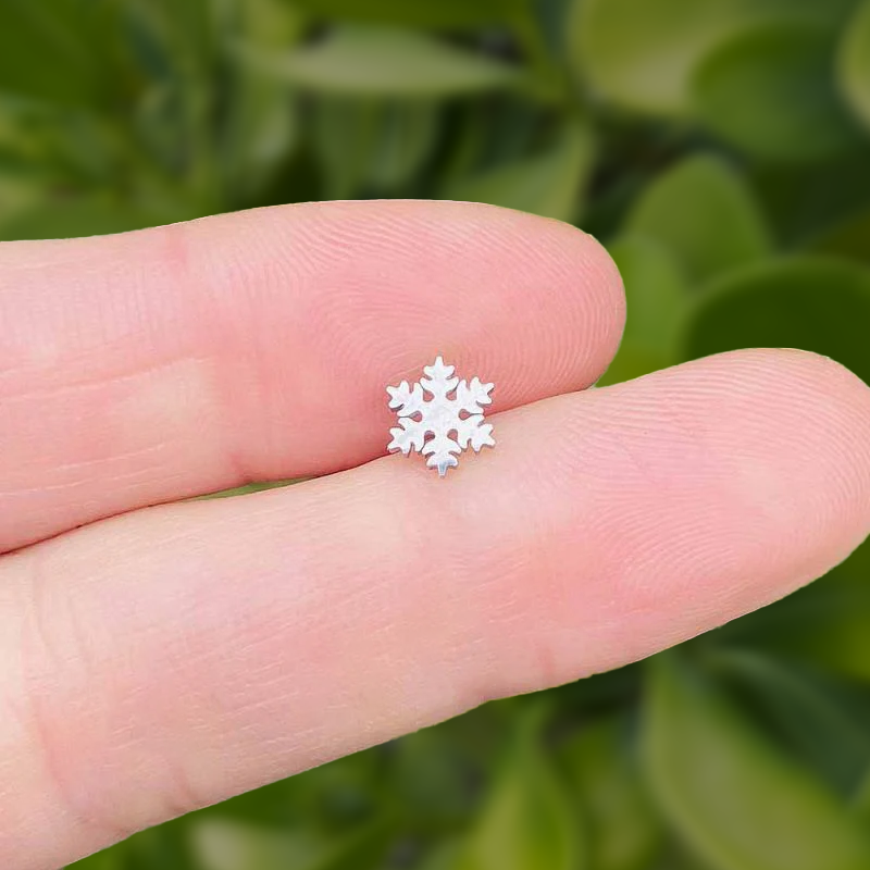 Par Piercing Plateados Copo de Nieve Acero Inoxidable li7