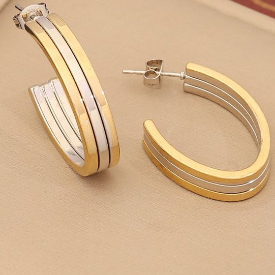 Aretes Arracada Oro-Plata Acero Inoxidable 1Q3