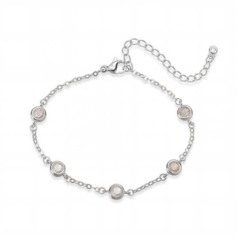 Pulsera Plateada Zirconias Chapa de Oro  1K7