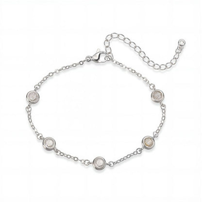 Pulsera Plateada Zirconias Chapa de Oro  1K7