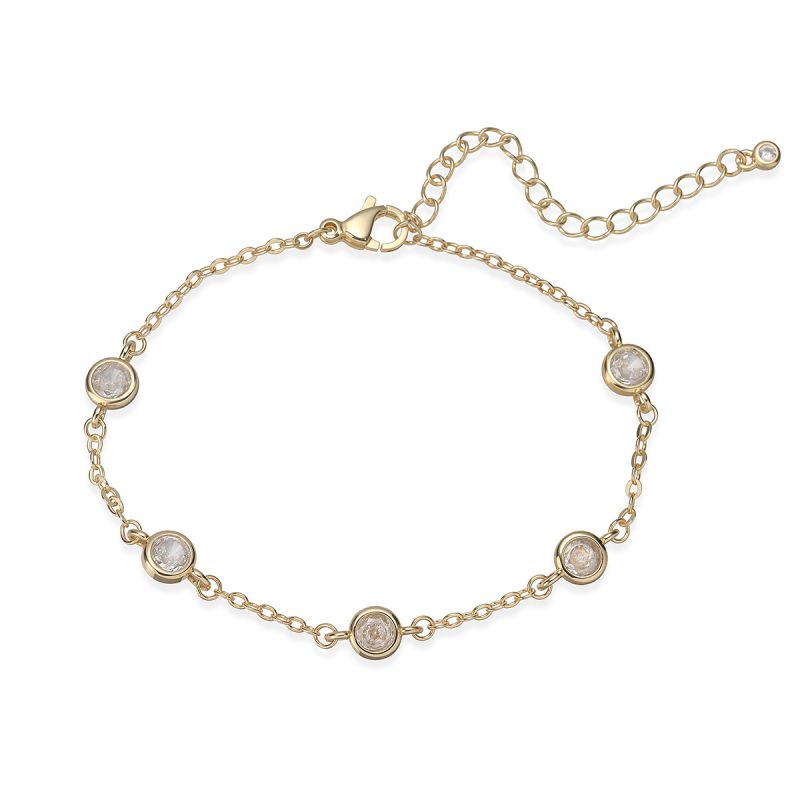 Pulsera Dorada Zirconias Chapa de Oro  1U2