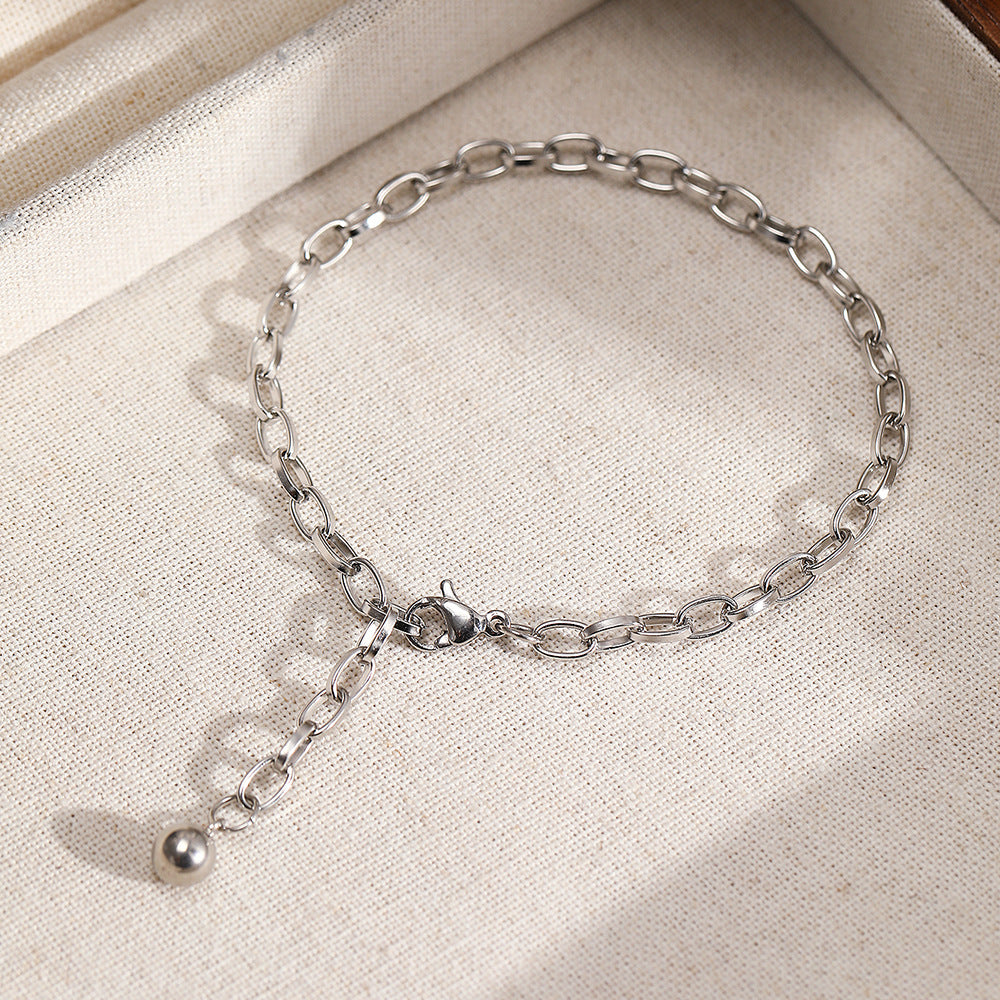 Pulsera Cadena Plateada Acero Inoxidable 1E3