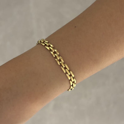 Pulsera Dorada Eslabones Tejidos Acero Inoxidable 1E2