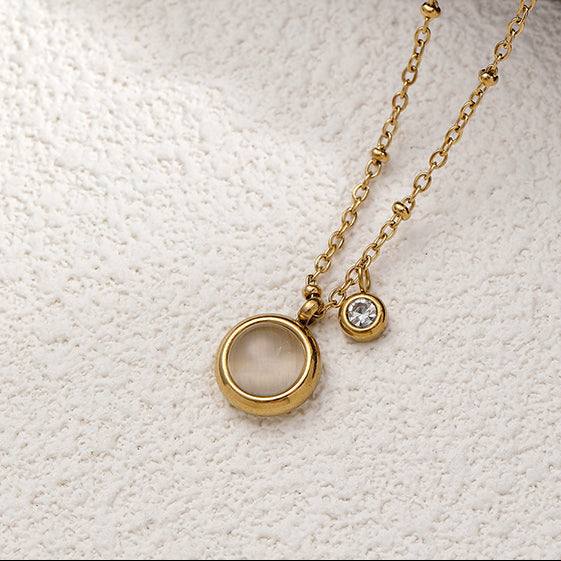 Collar Dorado Cristal y Zirconia Acero Inoxidable 1U4