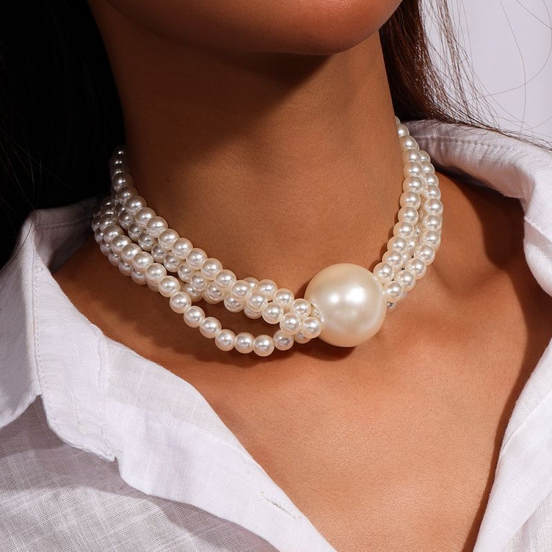 Collar Gargantilla Bolas y Bolitas Blancas 4E16