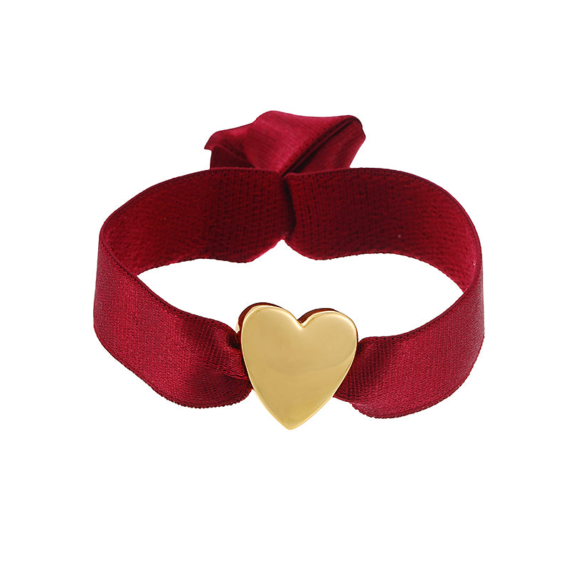 Pulsera Liston Elástico Rojo Gran Corazón  1X6