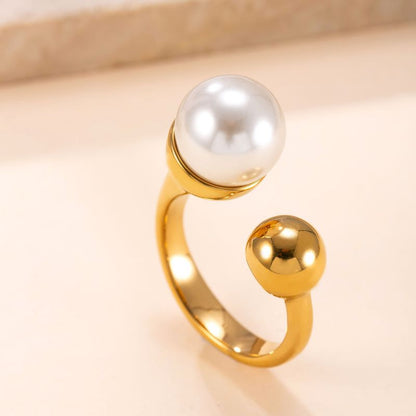 Anillo Dorado con Perla Ajustable  1o7