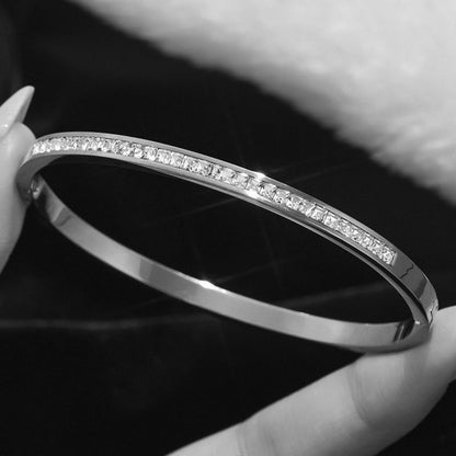 Pulsera Plateada Zirconias Acero Ide Titanio  3A3