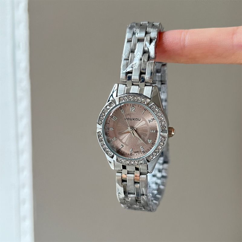 Reloj Plateado Ocre Zirconias Mujer R32