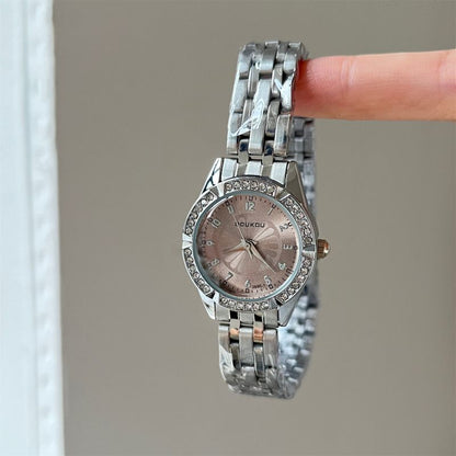 Reloj Plateado Ocre Zirconias Mujer R32