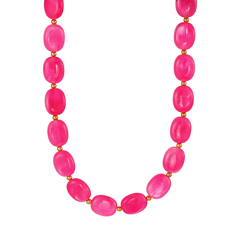 Collar Dorado Cuentas Fiusha Acero Titanio