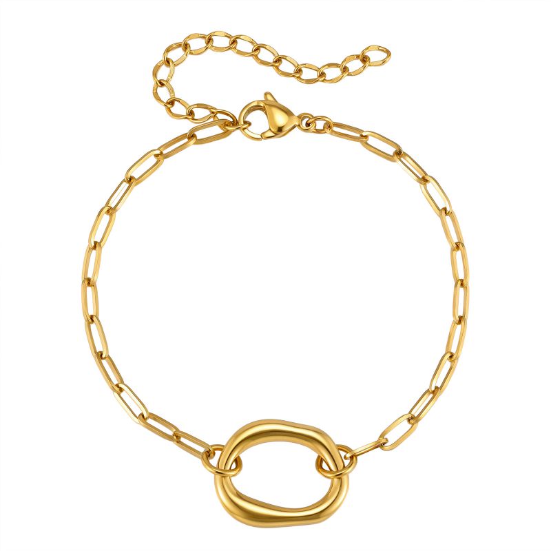 Pulsera Dorada Aro Irregular Acero Inoxidable