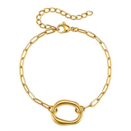 Pulsera Dorada Aro Irregular Acero Inoxidable