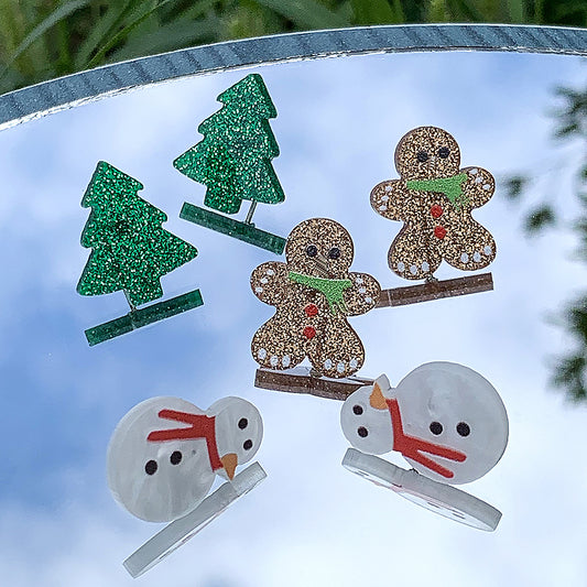 Set 3 Pares Aretes Navideños Brillantes