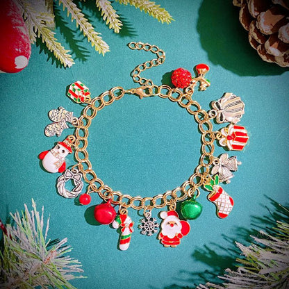 Pulsera Dorada Charms Navideños