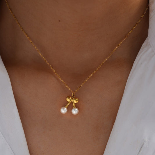 Collar Cereza de Perlas Acero Inoxidable 1R6